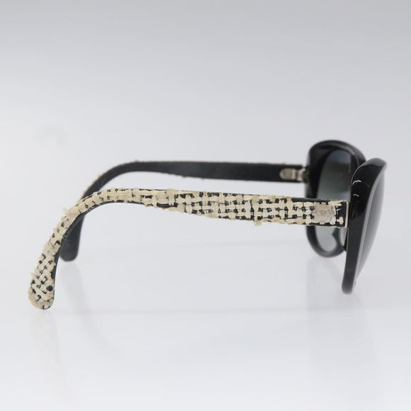 CHANEL Tweed Sunglasses Plastic Black CC Auth bs22164