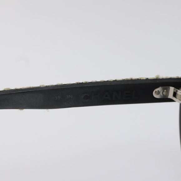CHANEL Tweed Sunglasses Plastic Black CC Auth bs22164