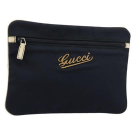 GUCCI Pouch Nylon Navy Silver Auth bs22200