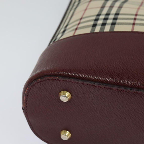 BURBERRY Nova Check Shoulder Bag Canvas Beige Red Auth bs22206