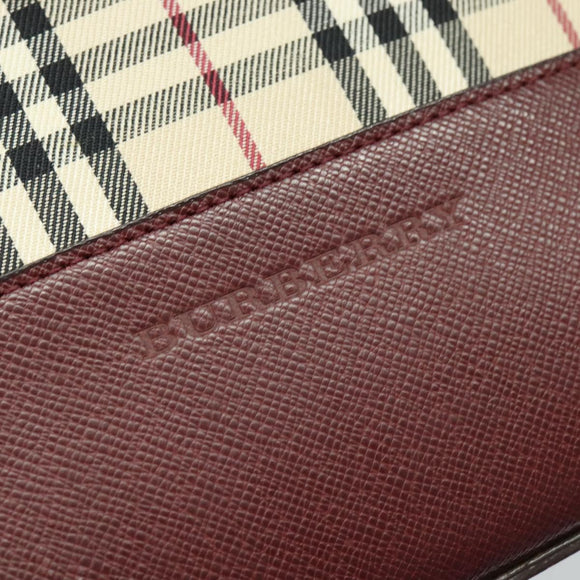 BURBERRY Nova Check Shoulder Bag Canvas Beige Red Auth bs22206