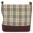 BURBERRY Nova Check Shoulder Bag Canvas Beige Red Auth bs22206-13