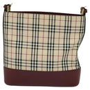 BURBERRY Nova Check Shoulder Bag Canvas Beige Red Auth bs22206-2
