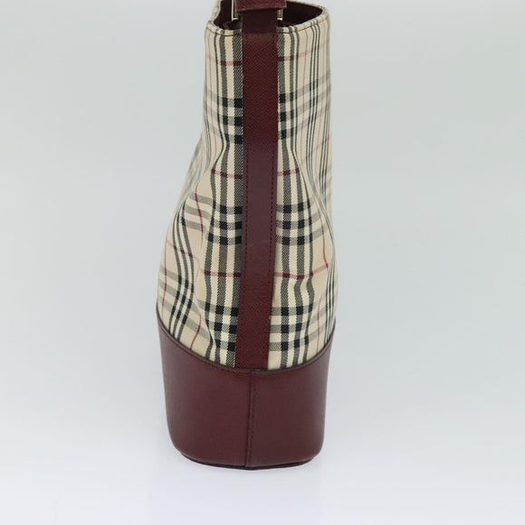 BURBERRY Nova Check Shoulder Bag Canvas Beige Red Auth bs22206