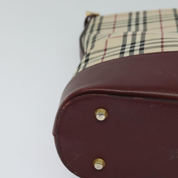 BURBERRY Nova Check Shoulder Bag Canvas Beige Red Auth bs22206