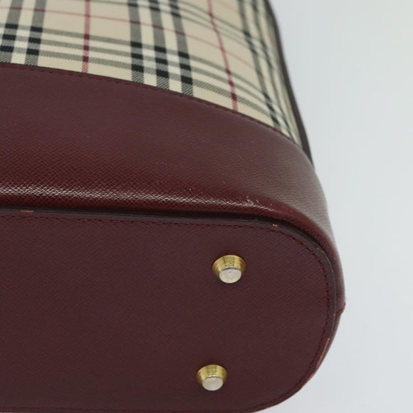 BURBERRY Nova Check Shoulder Bag Canvas Beige Red Auth bs22206