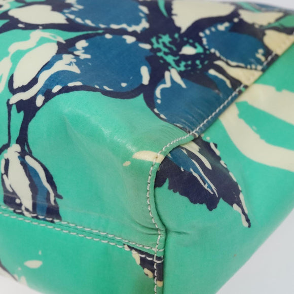 CHANEL Clutch Bag Coated Canvas Green Blue Silver CC Auth bs22217