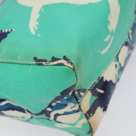 CHANEL Clutch Bag Coated Canvas Green Blue Silver CC Auth bs22217