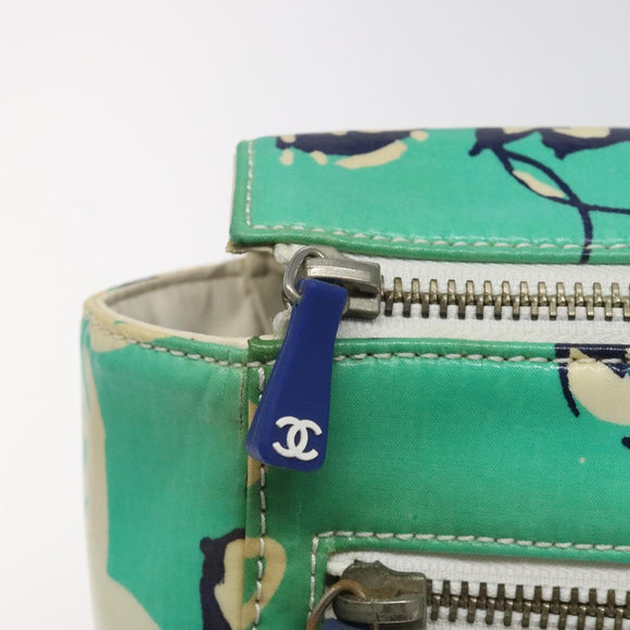 CHANEL Clutch Bag Coated Canvas Green Blue Silver CC Auth bs22217
