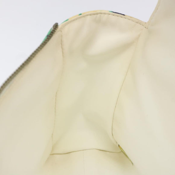 CHANEL Clutch Bag Coated Canvas Green Blue Silver CC Auth bs22217