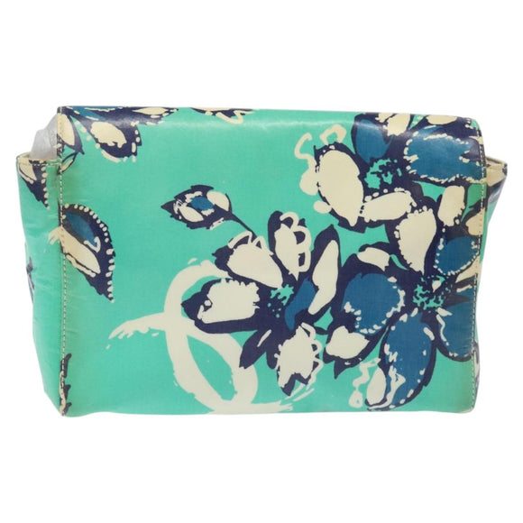 CHANEL Clutch Bag Coated Canvas Green Blue Silver CC Auth bs22217