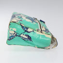 CHANEL Clutch Bag Coated Canvas Green Blue Silver CC Auth bs22217-3