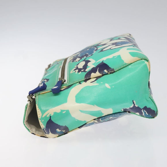 CHANEL Clutch Bag Coated Canvas Green Blue Silver CC Auth bs22217