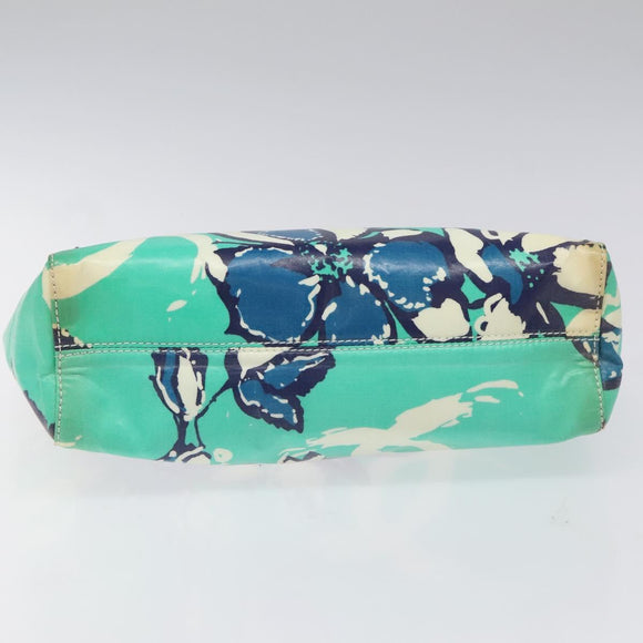 CHANEL Clutch Bag Coated Canvas Green Blue Silver CC Auth bs22217