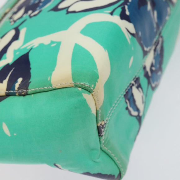 CHANEL Clutch Bag Coated Canvas Green Blue Silver CC Auth bs22217