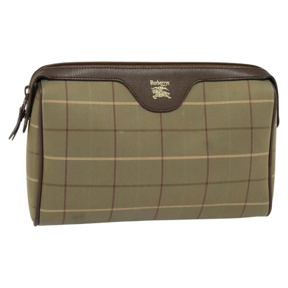 Burberrys Nova Check Clutch Bag Canvas Beige Auth bs22223