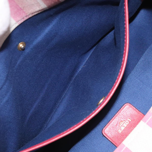 LOEWE Anagram Hand Bag Canvas Leather Pink gold Auth bs22224