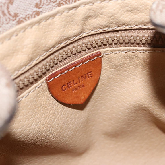 CELINE Macadam Canvas Shoulder Bag PVC Leather Beige Auth bs22230