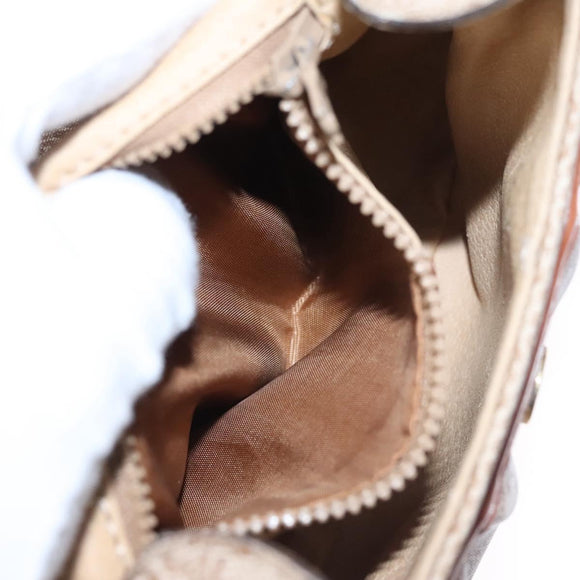 CELINE Macadam Canvas Shoulder Bag PVC Leather Beige Auth bs22230