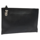 PRADA Clutch Bag Safiano Leather Black Silver Auth bs22233-1