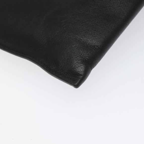 PRADA Clutch Bag Safiano Leather Black Silver Auth bs22233