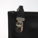 PRADA Clutch Bag Safiano Leather Black Silver Auth bs22233-8