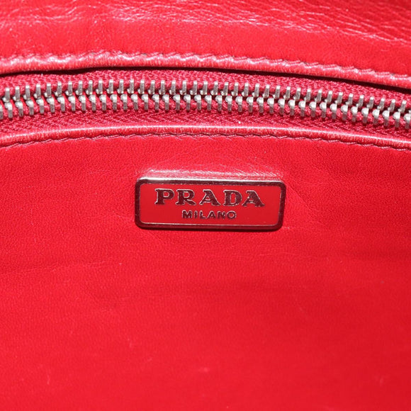 PRADA Clutch Bag Safiano Leather Black Silver Auth bs22233