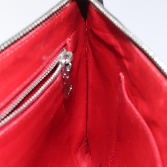 PRADA Clutch Bag Safiano Leather Black Silver Auth bs22233