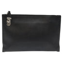 PRADA Clutch Bag Safiano Leather Black Silver Auth bs22233-13