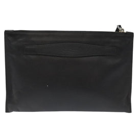 PRADA Clutch Bag Safiano Leather Black Silver Auth bs22233 - 0