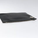 PRADA Clutch Bag Safiano Leather Black Silver Auth bs22233-5