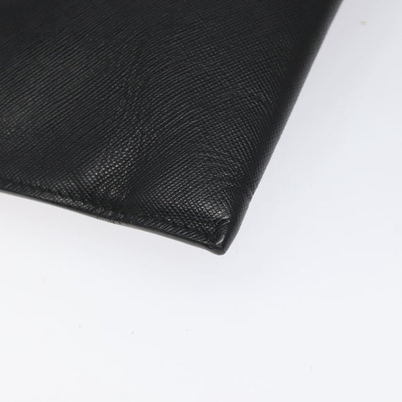 PRADA Clutch Bag Safiano Leather Black Silver Auth bs22233