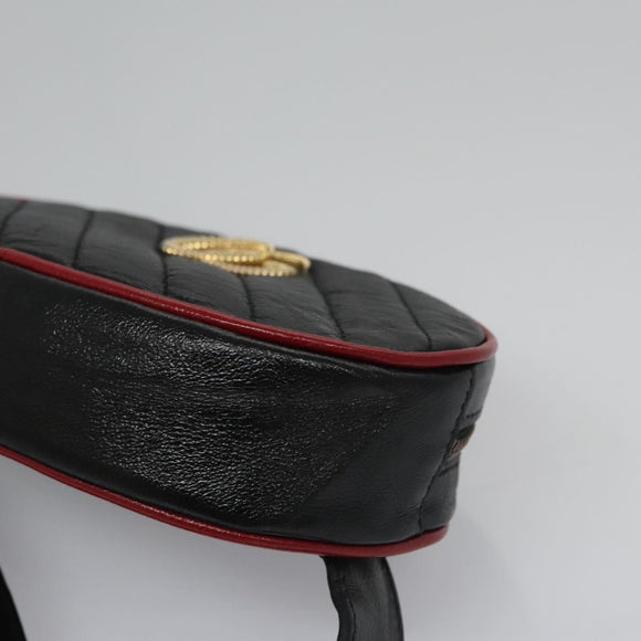 GUCCI GG Marmont Waist bag Leather Black Red Auth bs22241V
