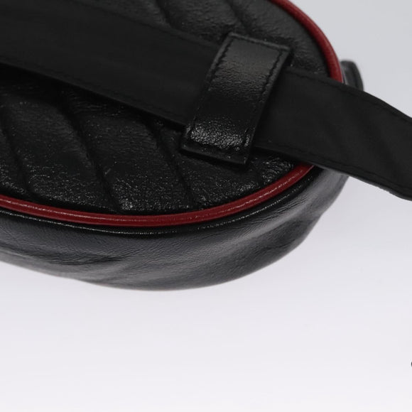 GUCCI GG Marmont Waist bag Leather Black Red Auth bs22241V