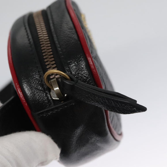 GUCCI GG Marmont Waist bag Leather Black Red Auth bs22241V