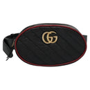 GUCCI GG Marmont Waist bag Leather Black Red Auth bs22241V-13