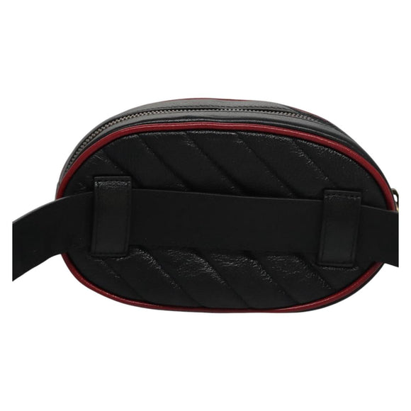 GUCCI GG Marmont Waist bag Leather Black Red Auth bs22241V