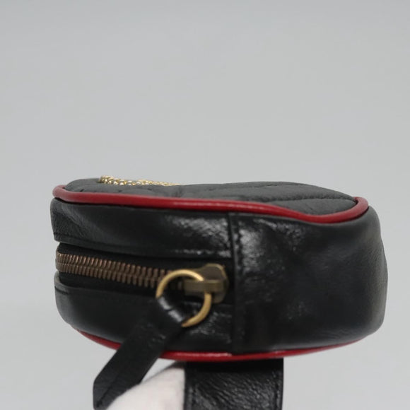 GUCCI GG Marmont Waist bag Leather Black Red Auth bs22241V