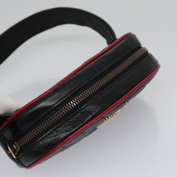 GUCCI GG Marmont Waist bag Leather Black Red Auth bs22241V
