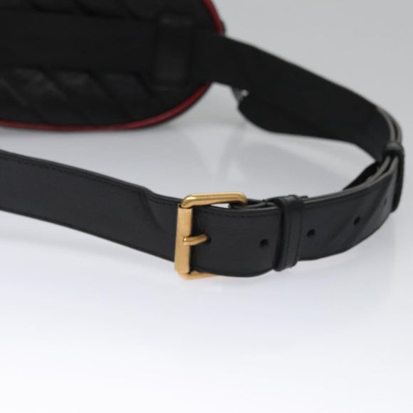 GUCCI GG Marmont Waist bag Leather Black Red Auth bs22241V