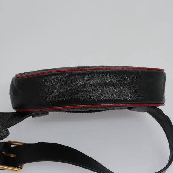 GUCCI GG Marmont Waist bag Leather Black Red Auth bs22241V