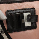 BALLY Tote Bag Leather Pink Dark Brown Silver Auth bs22247-14