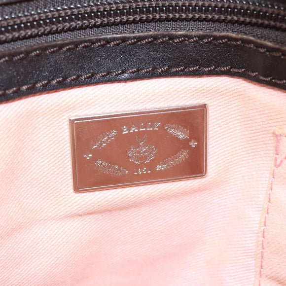 BALLY Tote Bag Leather Pink Dark Brown Silver Auth bs22247