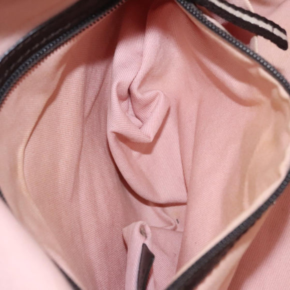 BALLY Tote Bag Leather Pink Dark Brown Silver Auth bs22247