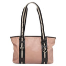 BALLY Tote Bag Leather Pink Dark Brown Silver Auth bs22247-3