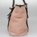 BALLY Tote Bag Leather Pink Dark Brown Silver Auth bs22247-5