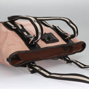 BALLY Tote Bag Leather Pink Dark Brown Silver Auth bs22247-6