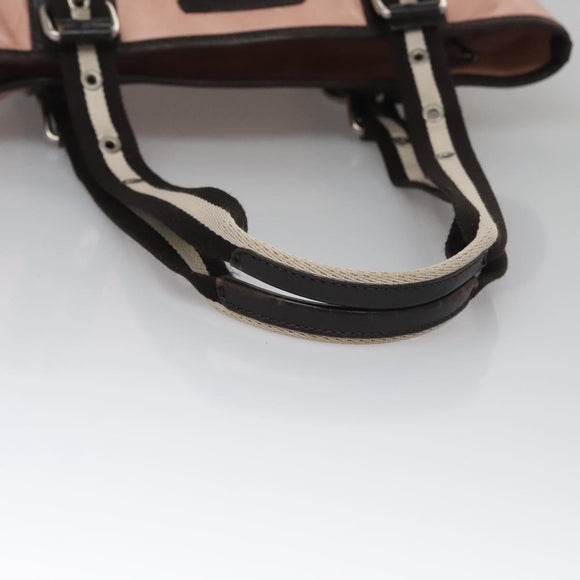 BALLY Tote Bag Leather Pink Dark Brown Silver Auth bs22247