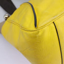 CELINE Hand Bag Leather Yellow Brown Silver Auth bs22250-8