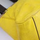 CELINE Hand Bag Leather Yellow Brown Silver Auth bs22250-16